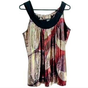Perseption Women, Size 1X, Fun Dressy Shiny Tank Cami, Purple/Pink and Silver